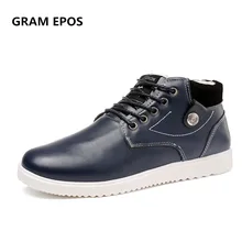GRAM EPOS male winter warm plush flats Men business dress shoes,Men oxford Formal Shoes wedding lace up casual high tops botas