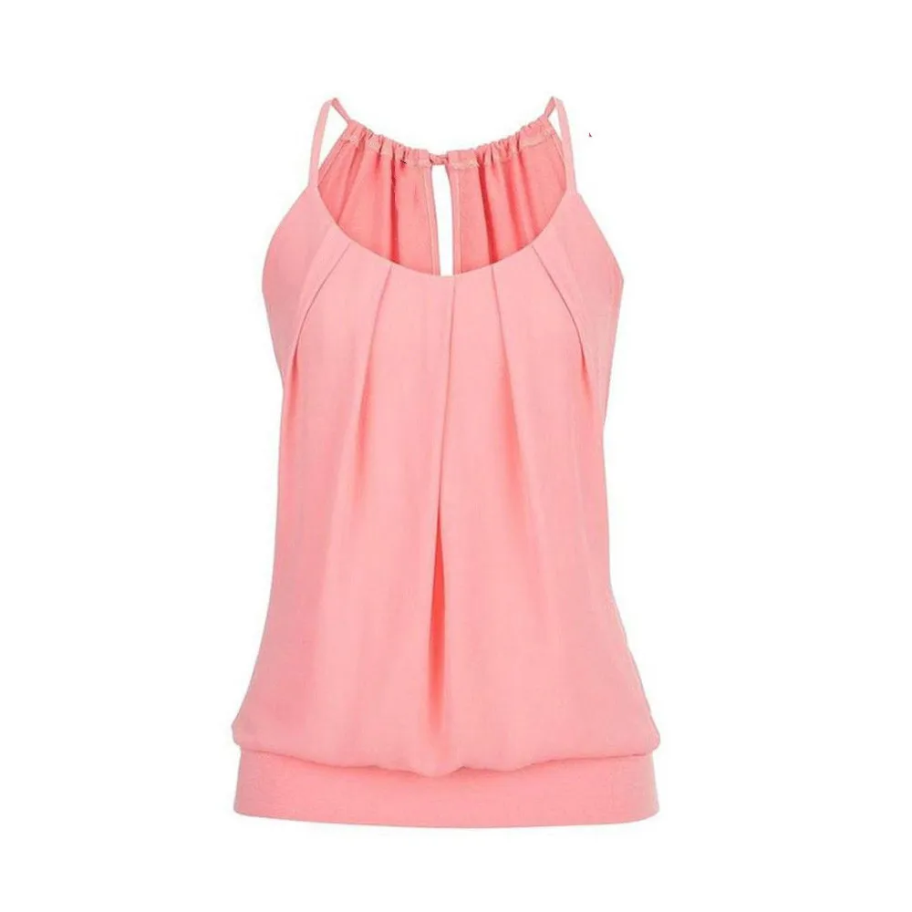 

snowshine YL5 Women Summer Loose Wrinkled O Neck Cami Tank Tops Vest Blouse free shipping