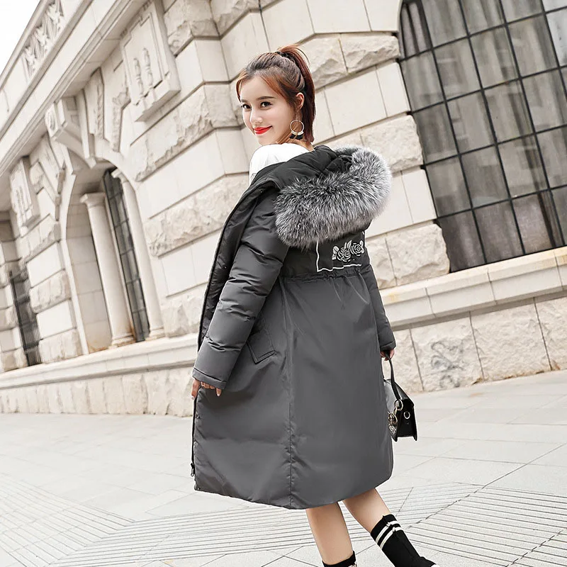 2017 Women Winter Coat fashion slim Wadded Jacket Big Fur