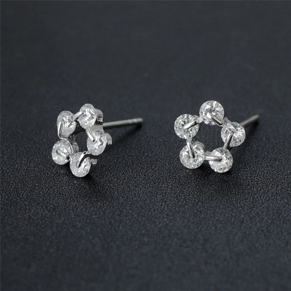 flower cz earring 100% 925 Sterling silver Jewelry fashion Hypoallergenic Stud earrings for women gift