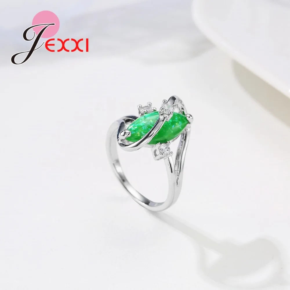 Модное кольцо из стерлингового серебра 925 пробы с волнистыми зелеными - Фото №1