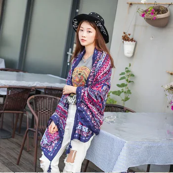 

New autumn winter scarf female summer cotton national wind flower air conditioning sunscreen shawl invierno mujer 2019 luxury