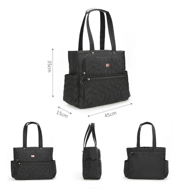 4 pieces Diaper Tote Bag Set Nursery Bags - Hangs Neatly On Stroller In Classic Black 02