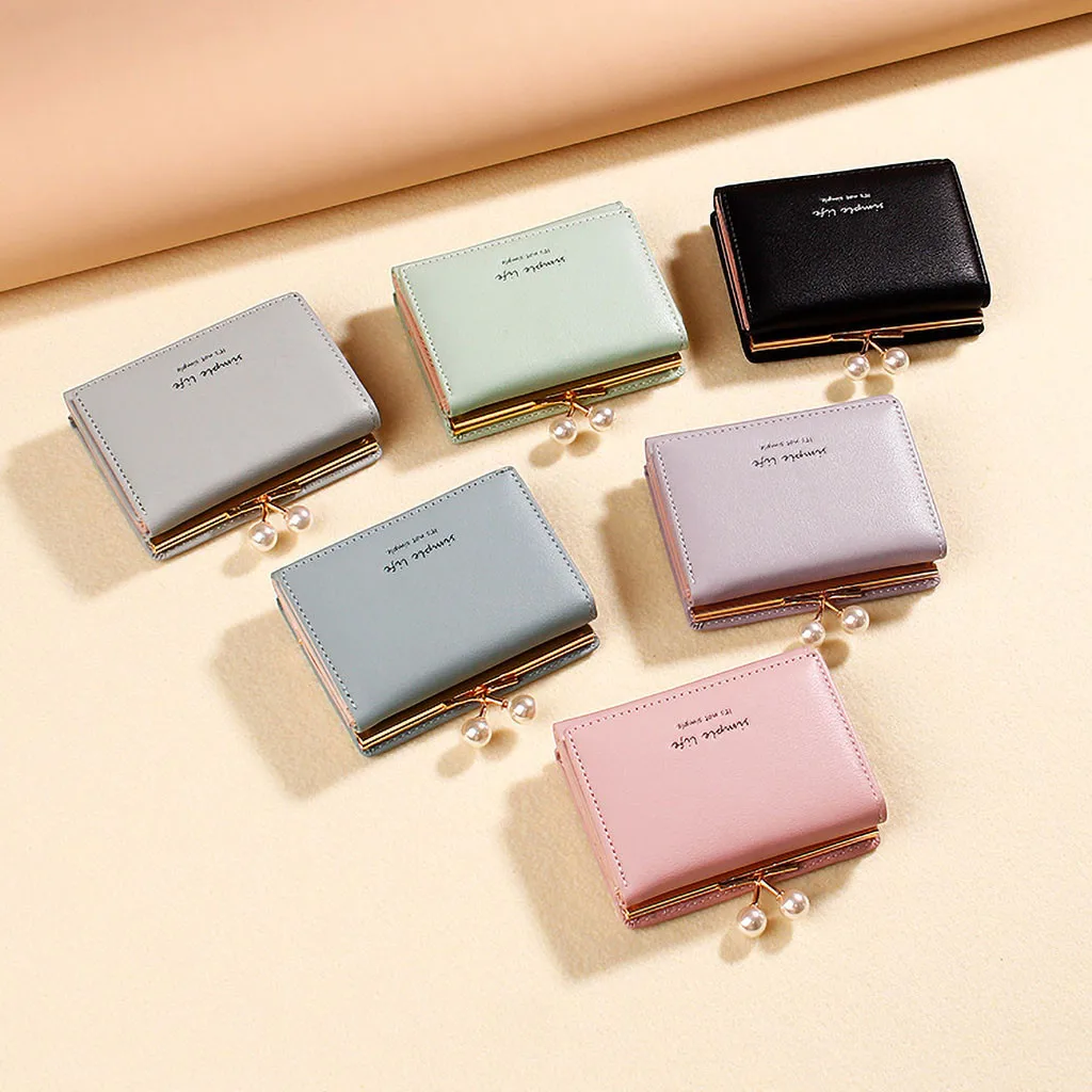 

Women Short Wallets Mini Money Purses Small Fold Female Coin Purse Card Holder Cartera Mujer