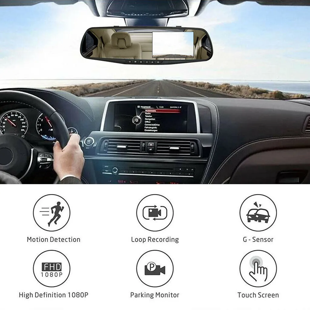 Franchise Full HD 1080P Car Dvr Camera Auto 4.3 Inch Rearview Mirror Digital Video Recorder Dual Lens Registratory Camcorder#01