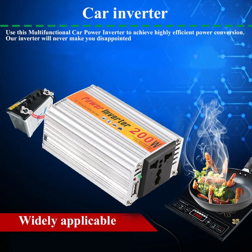 200w преобразователь напряжения автомобиля 12v 220v с зарядных порта Usb для автомобиля Мощность конвертер, работающего на постоянном токе 12 В в переменный ток 220V автомобильный адаптер для адаптера переменного тока 200 Вт автомобильный Стайлинг