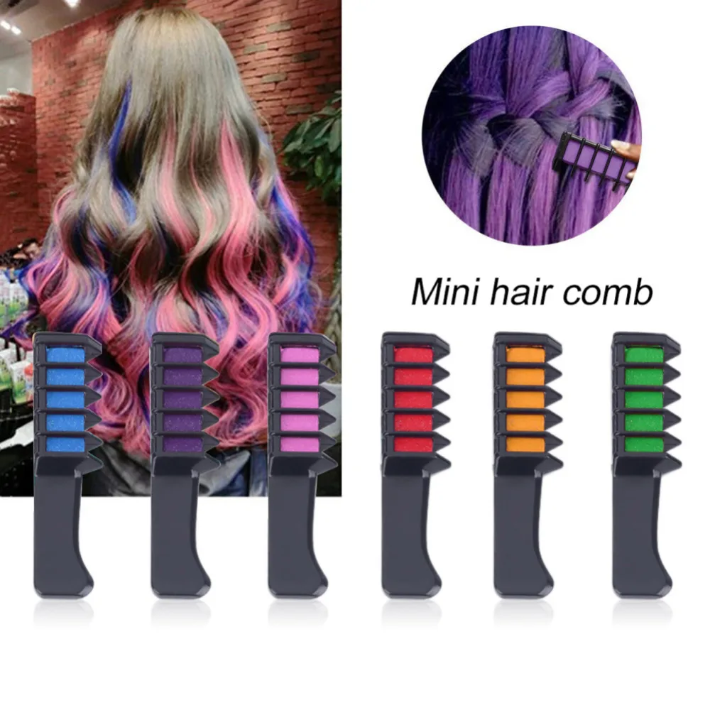 6Pcs/Set Mini Hair Color Chalk Comb for Hair Professional Crayons for