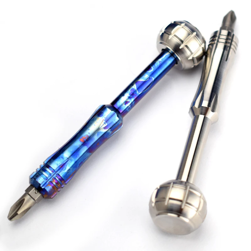 

Titanium Alloy EDC Screwdriver Disassembly Outdoor Portable Gadget Cross Bit Riding Equipment Titanium Screwdriver