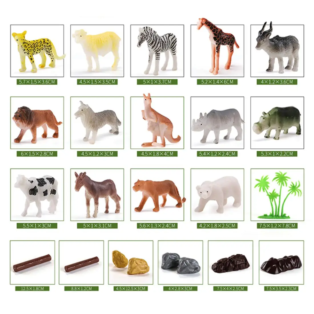 58 шт./компл. мини джунгли животные игрушки набор Животных Фигурки, мир зоо, лес игрушка для детей с прочная коробка