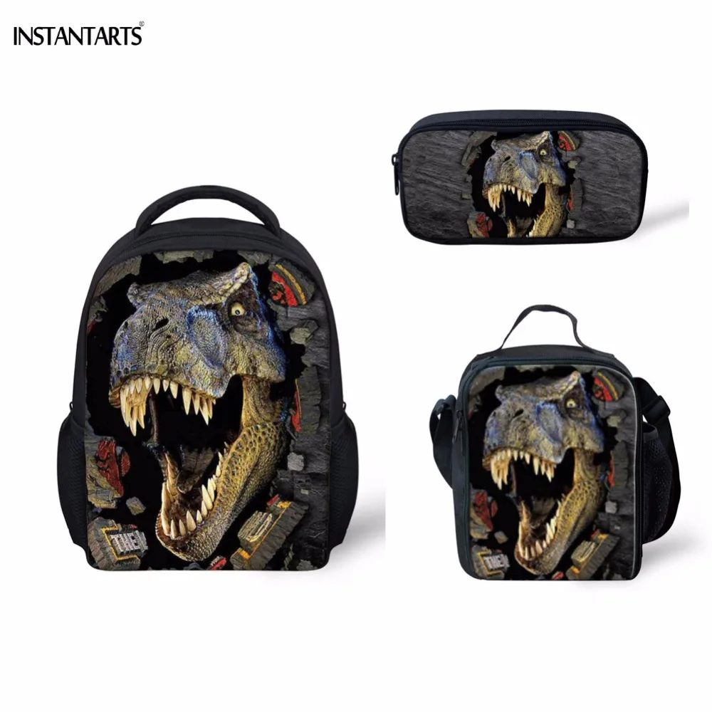 cheap INSTANTARTS 3D Printing Dinosaur Kindergarten Students 3PCS Schoolbags Casual Children Boys Girls School Bags Mini Baby Backpack