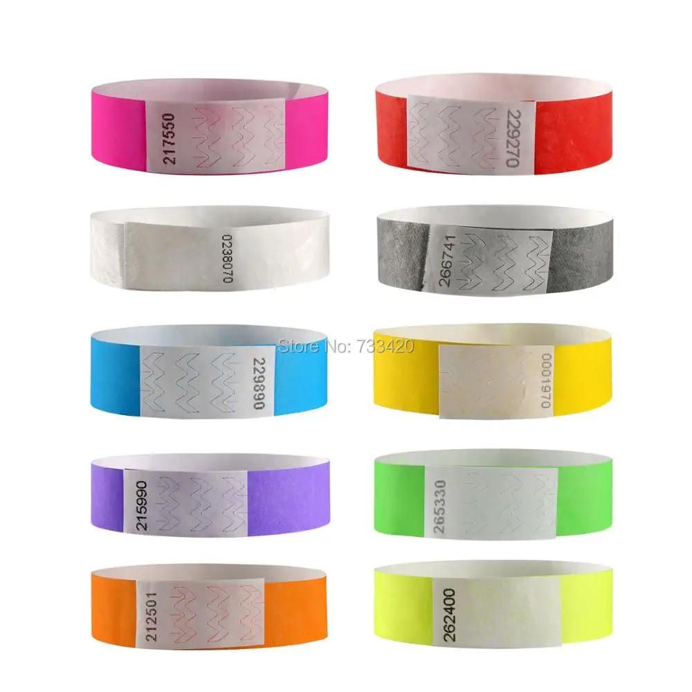 solid NEW color 3/4 inch Tyvek wristbands with number ,ID wristbands for events as tickets 500