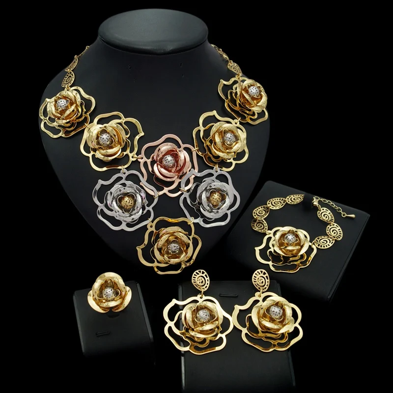 Yulaili Free Delivery High Quality Rose Style Alloy Pure Gold Color