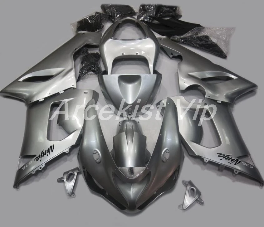 4 подарки ABS Обтекатели комплект подходит для kawasaki Ninja ZX6R 636 2005 2006 6R 05 06 ZX-6R обтекатель набор на заказ серебро