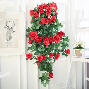

Luyue 19 heads Artificial Hanging Garland Flowers Wedding & Party Decor Flower String Big Rose Flower Rattan Plant Vines Wall
