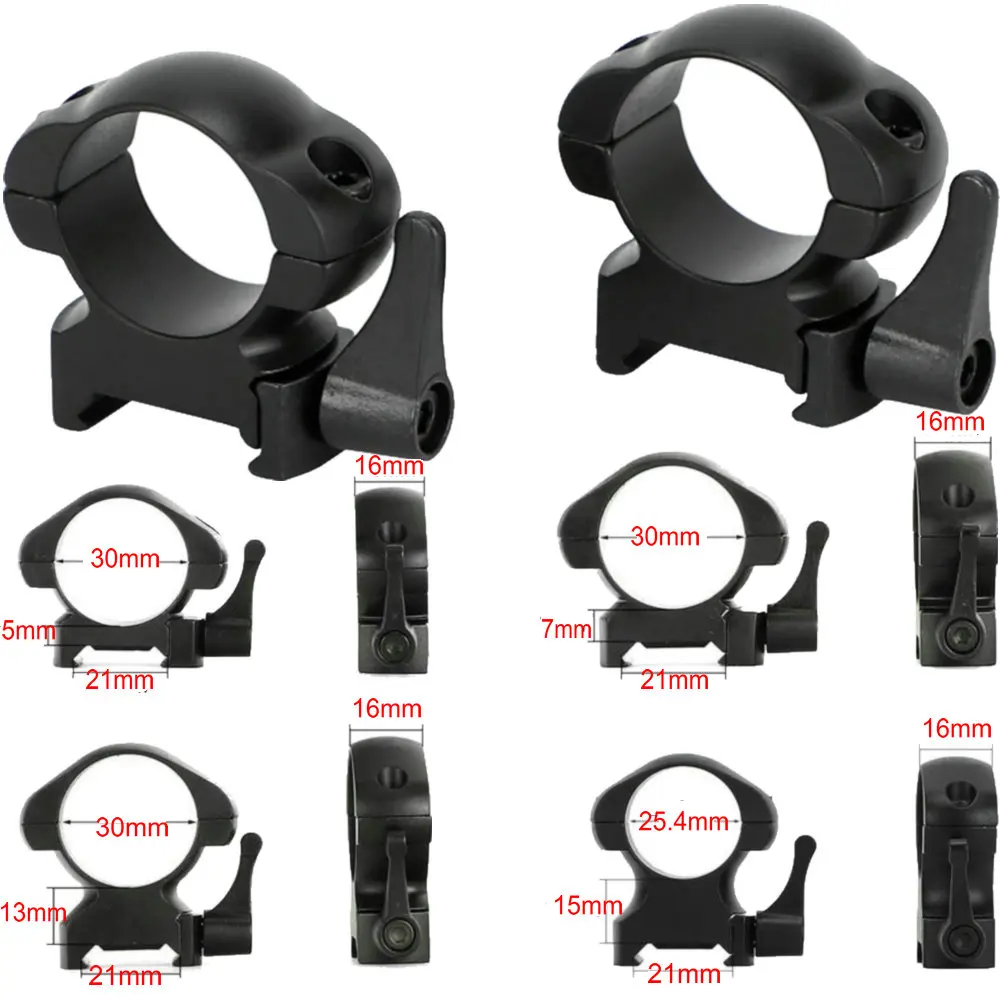 Montagens para Caça Ohhunt Tático Polegada ou 30mm Aço Liberação Rápida Picatinny Weaver Anéis Riflescope Rifle Escopo 1 25.4mm 4 Cheap Acessórios e suporte de extensão