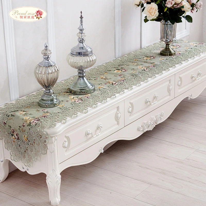  Proud Rose Green Tablecloth Lace Table Cloth Table Cover Embroidered Tea Table Cloth European Rural