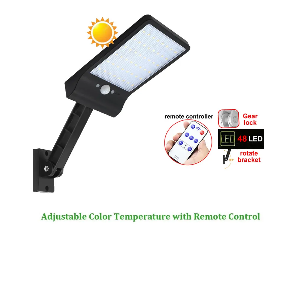 

remote control Waterproof 48 LED Outdoor Solar Power street wall Lamp Motion Sensor Light Garden Security Lamps spotlight flood