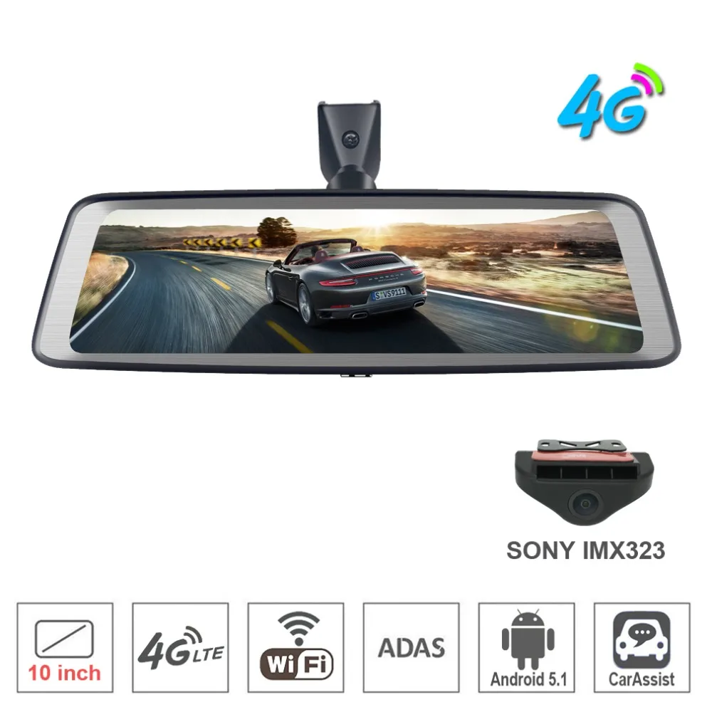 10 &quotПолный сенсорный IPS Специальный 4G Автомобильный видеорегистратор камера