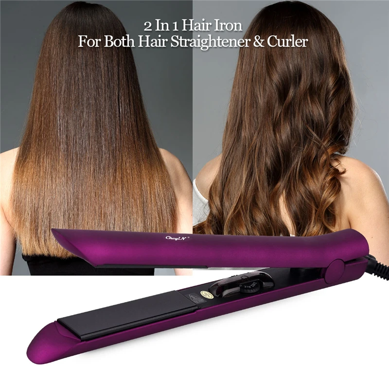 

Dry Wet Electric Hair Straightener Curler 2 in 1 Professional Hair Curling Iron Fast Heat Hair Styler Adjustable Temperature 31