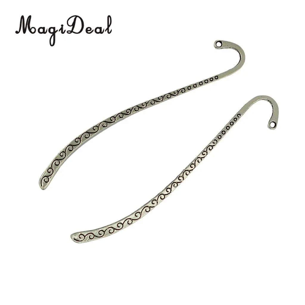 MagiDeal 60pcs Tibetan Silver Beading Feather Mermaid Line Beads Finding Bookmark Loop DIY Making Book Marker