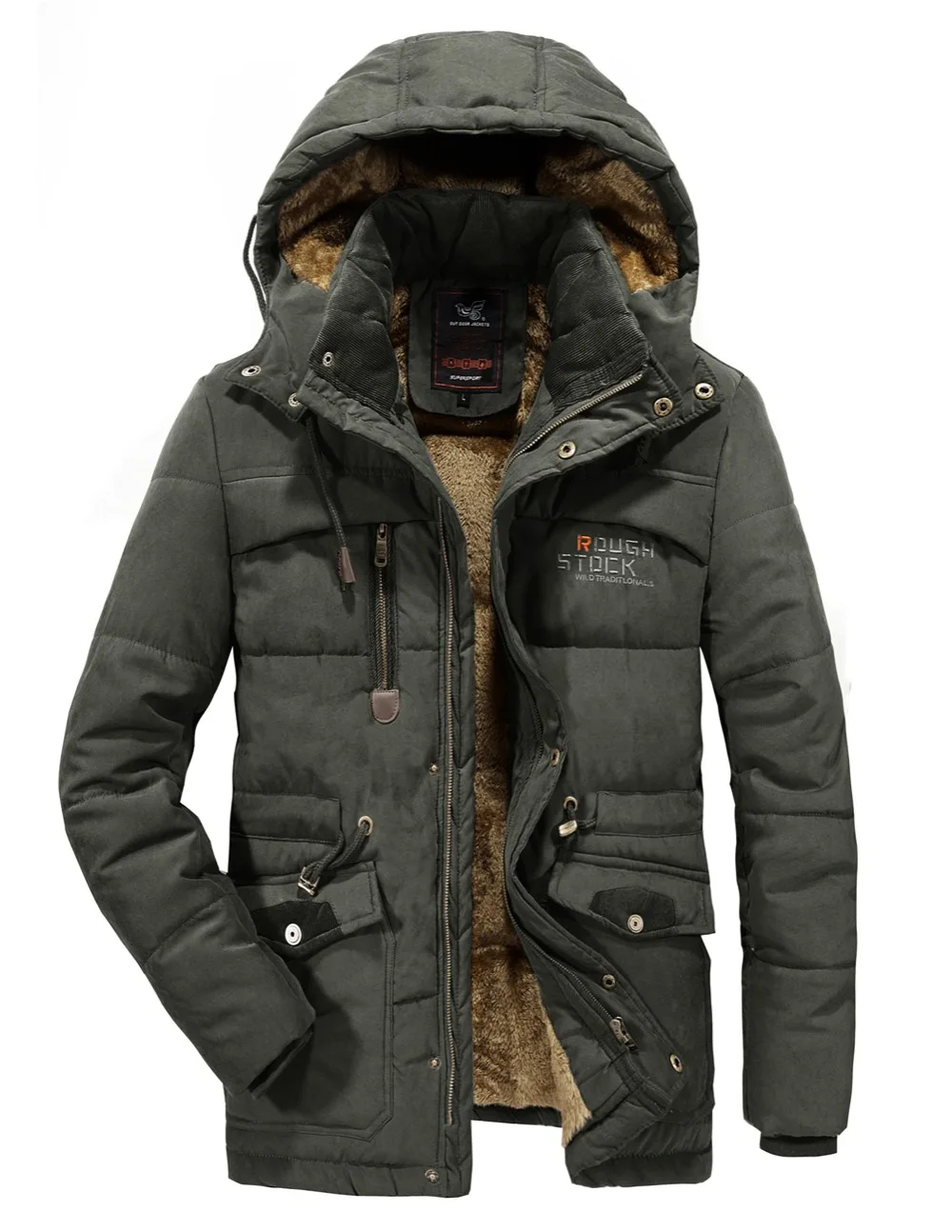 Куртка Ветровка с карманами Толстая теплая парка флисовая меховая с капюшоном Военная куртка мужская зимняя куртка плюс размер 6XL 7XL 8XL