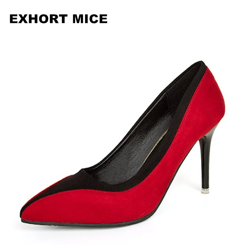 

Zapatos Mujer Pointed Toe Thin High Heels Sandals Mixed Color Single Shoes Woman Stiletto Dress Women Pumps 2019 Flock #1