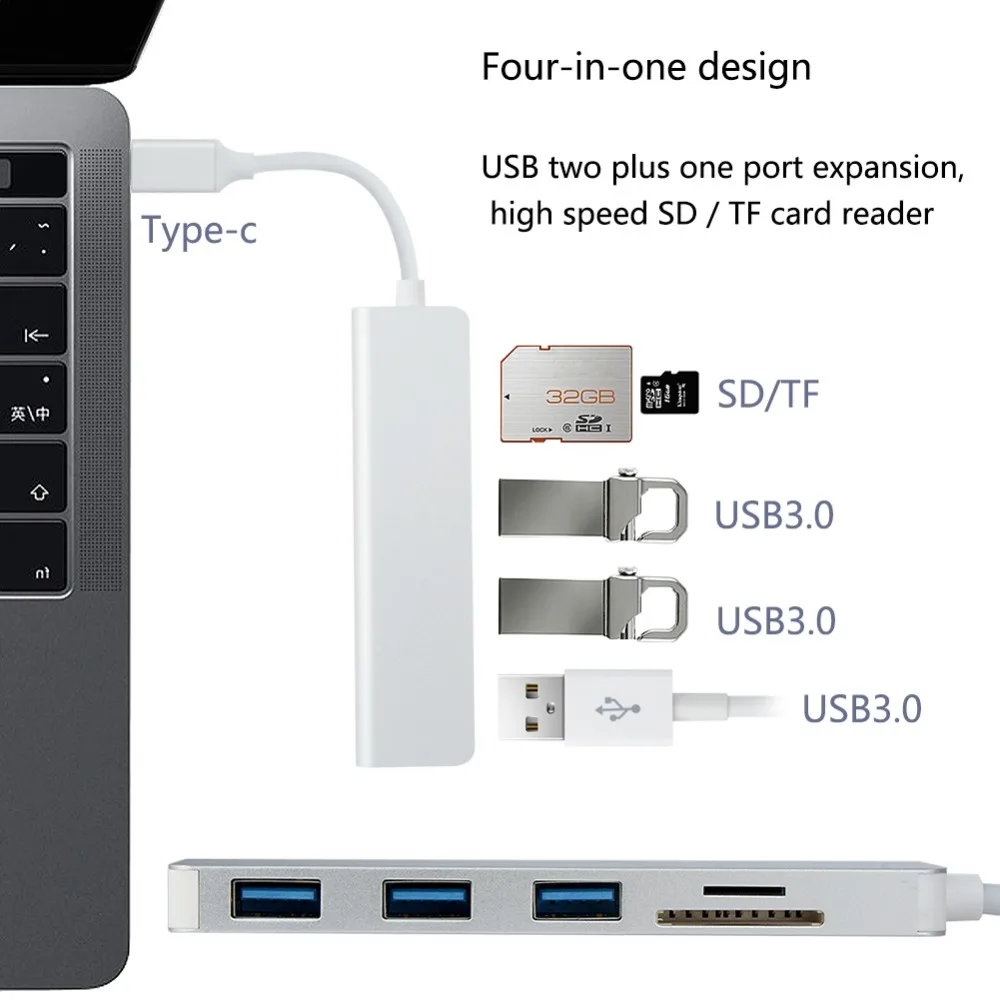 5 в 1 концентратор адаптер TYPE-C к USB3.0 + SD + адаптер для MicroSD концентраторы совместимый для MacBook несколько интерфейсов с TF Card Reader