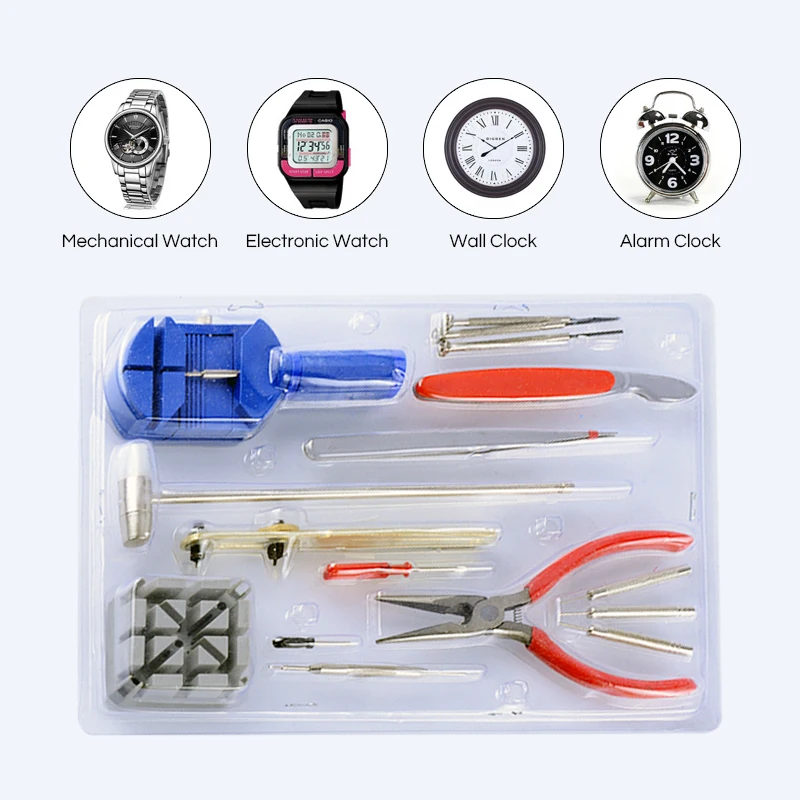 

16 pcs Watch Repair Tool Kit Wrist Strap Adjust Band Pin Strap Link Remover Fix Back Opener Remover Hand Tools Sets
