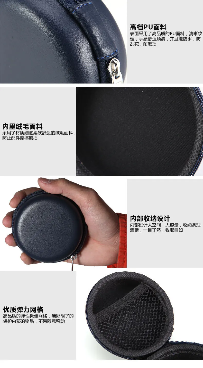 EVA Mini Zippered Round Storage Hard Bag Portable Case for Headphones Case Headset Box for Earphone Case SD TF Cards Earphone (14)