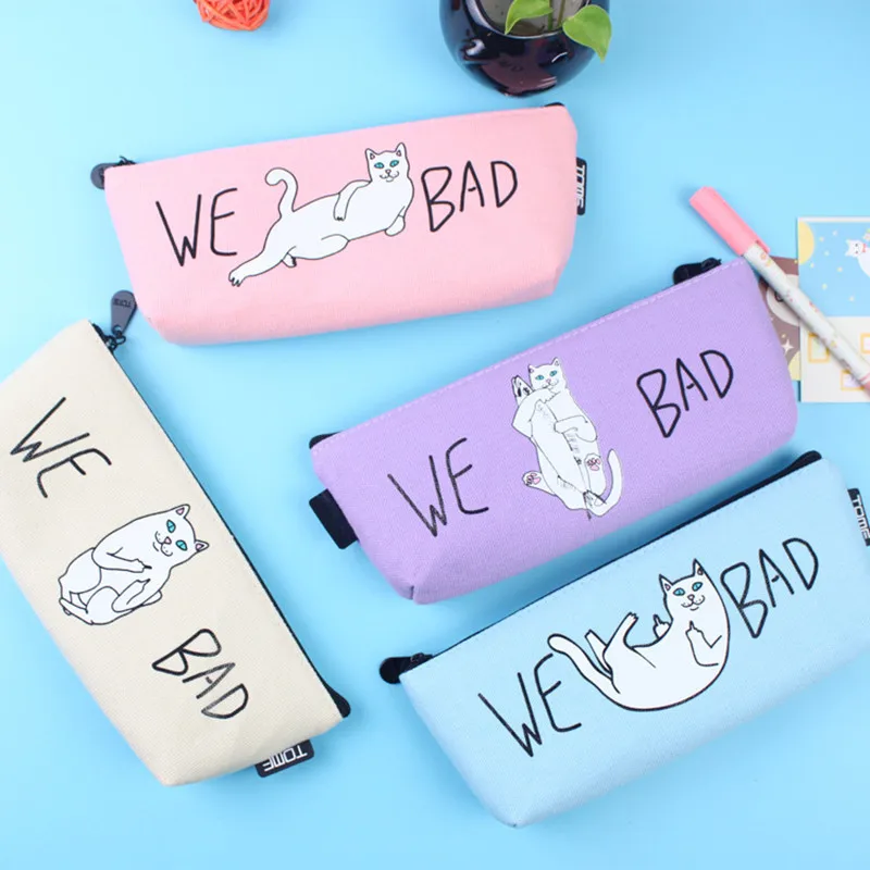 

Cat pencil case canvas kalem kutusu Kawai trousse scolaire stylo pen case cute pencilcase pencil box stationery pencil bag
