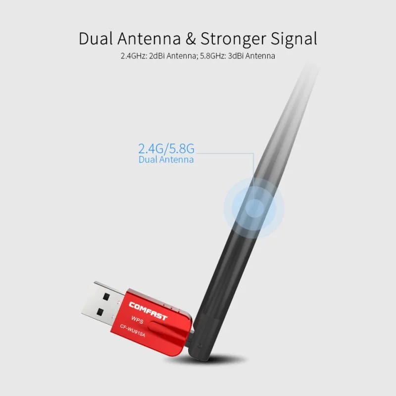 Comfast CF-WU910A двухдиапазонный 5,8G USB WiFi адаптер 600 Мбит/с Wifi антенна беспроводная сетевая карта Bluetooth 4. 2 адаптера WiFi ключ