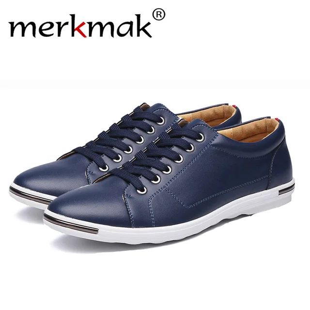 US $17.63 Merkmak Men Casual Shoes Classic Fashion Male Lace up Flat Black White Red Yellow Comfortable Stude
