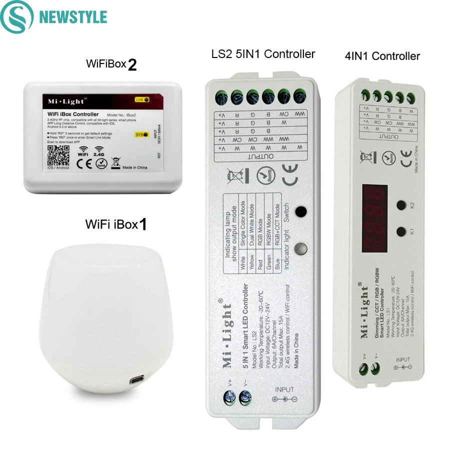 newstyle Milight Led Controller LS2 5IN1 LS1 4IN1 Smart Led controller Wifi iBox1 for RGB/RGBW/RGBCCT Led Strip MiLight