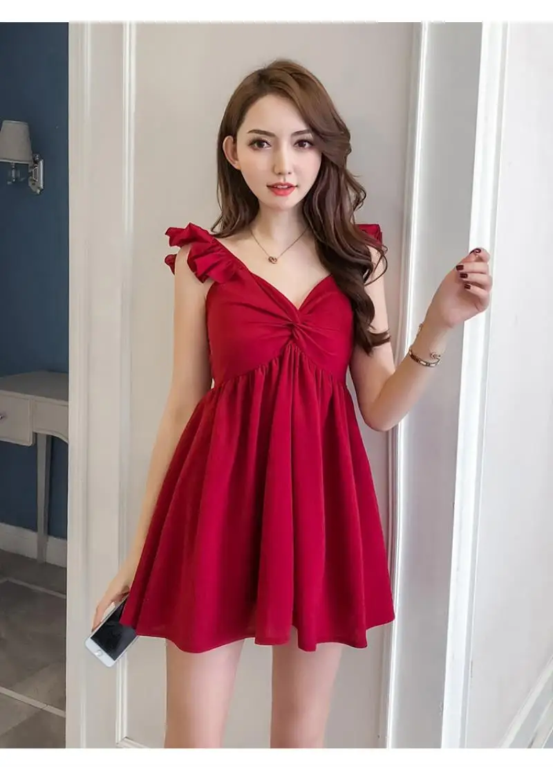 2018 NEW   Arrivals Women Summer Sexy night shop with high waist and back holiday sling dress Mini  Paty Dress Free shipping
