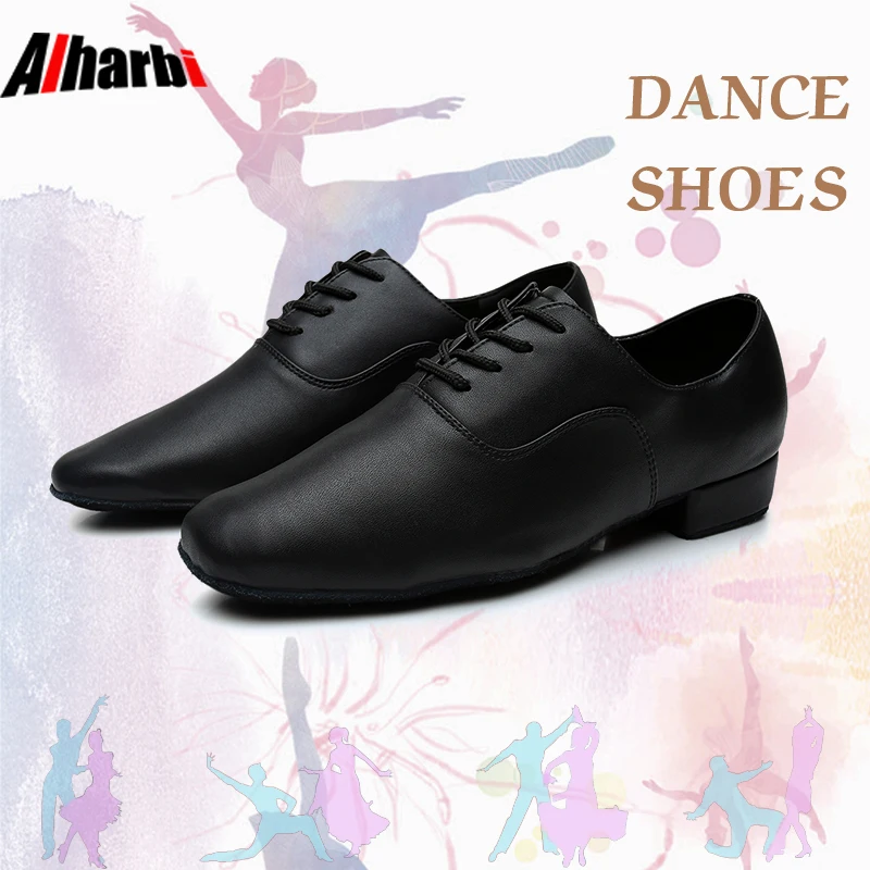 Alharbi высокого класса черный кожаные туфли для танцев Танго, латина Танцы обувь для Для мужчин 3 см каблук Латинской Обувь для танго