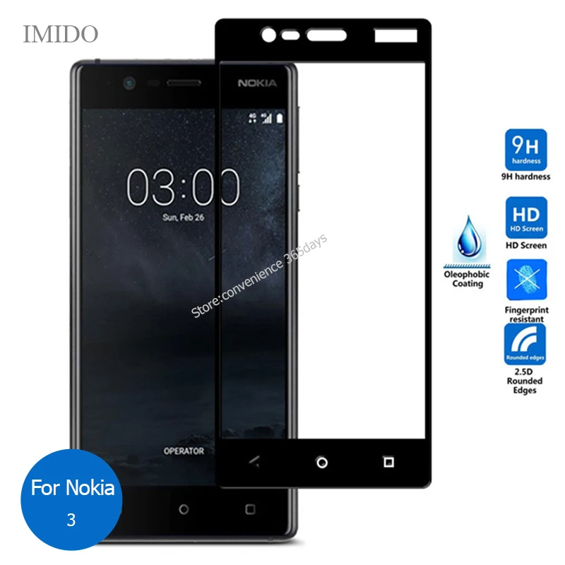 

For Nokia 3 Full Cover Front Tempered Glass Screen Protector 2.5 9H All Body Protective Glass On Nokia3 TA 1020 1028 1032 1038