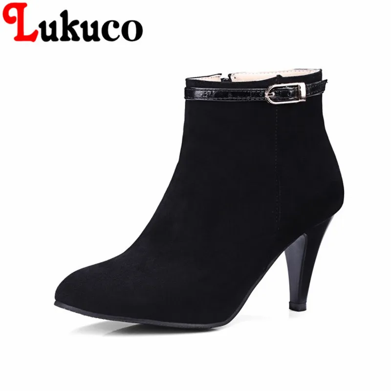 

2018 New concise style Pointed Toe shoes size 34-46 Spike Heels Ankle Boots high quality low price super bargain women boots