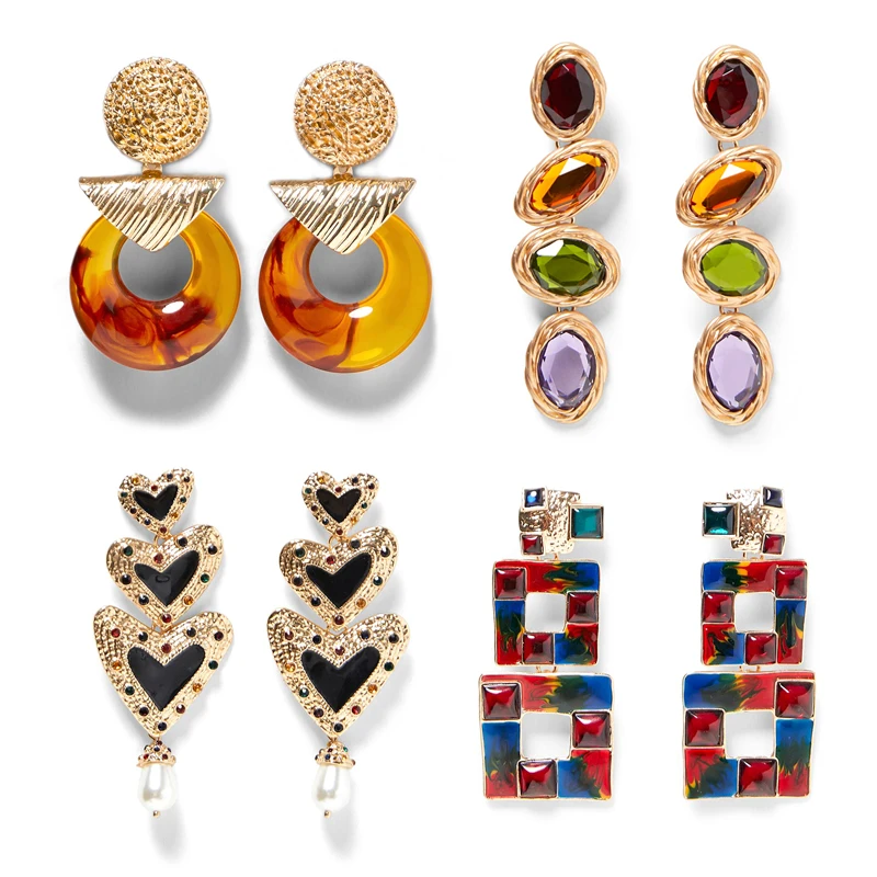 

JUJIA statement earrings wholesale women crystal statement Earrings for women party wholesale good quality ZA earrings