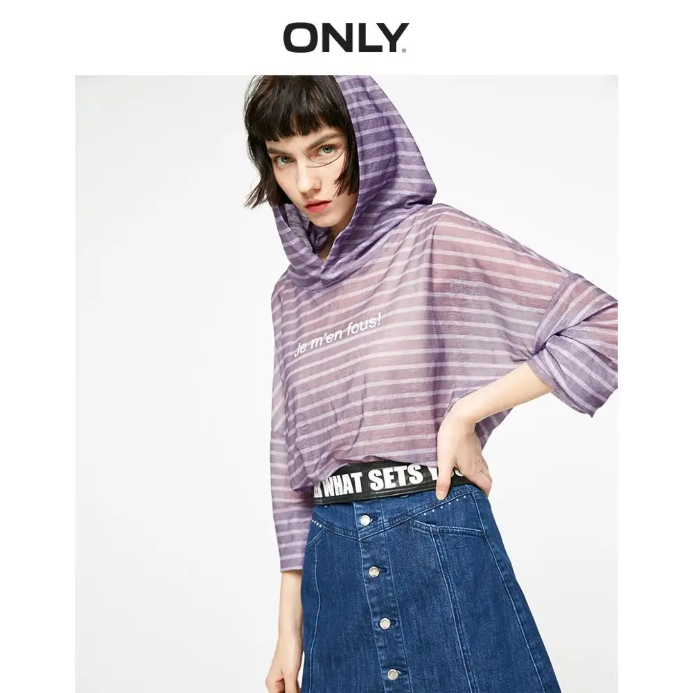 

ONLY 2019 Spring and Summer Women's Loose Fit Striped Long-sleeved T-shirt |119101619