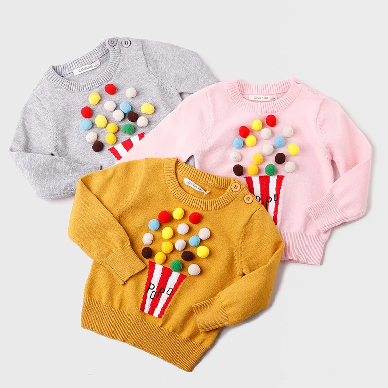 

Ins New Autumn Kids Sweaters Baby Girls Knitted Pullovers Boys Outerwear Child Popcorn Infant Long Sleeve Sweater Children Tops