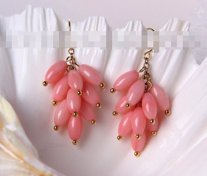 

hot sell new - free shipping 12319 baroque pink coral dangle earrings