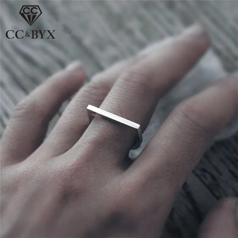 CC кольца из нержавеющей стали для женщин геометрический простой дизайн офисное кольцо Серебряный цвет модные вечерние ювелирные изделия аксессуары