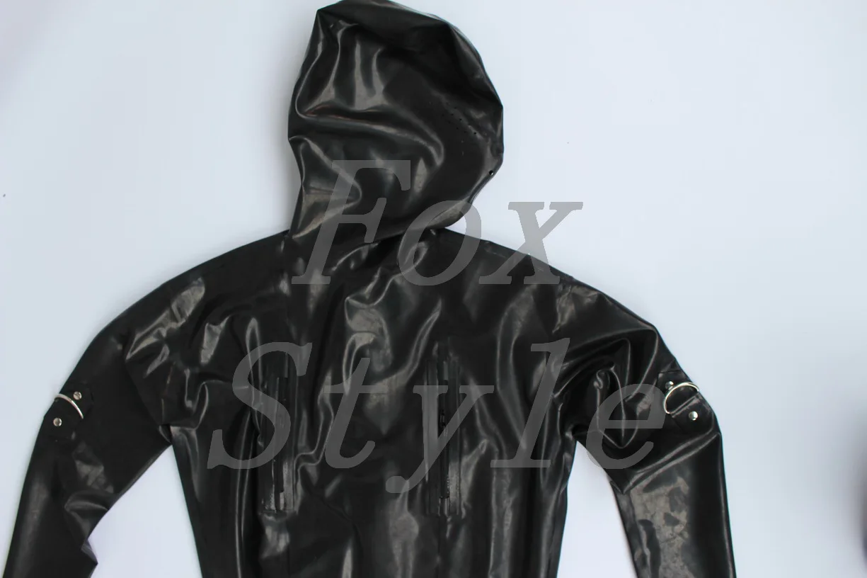 Плотный латекс catsut с D образными кольцами резиновый полный catsuit толщиной 0 6