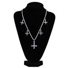 Роскошный перевёрнутый крест кулон ожерелье высокое качество