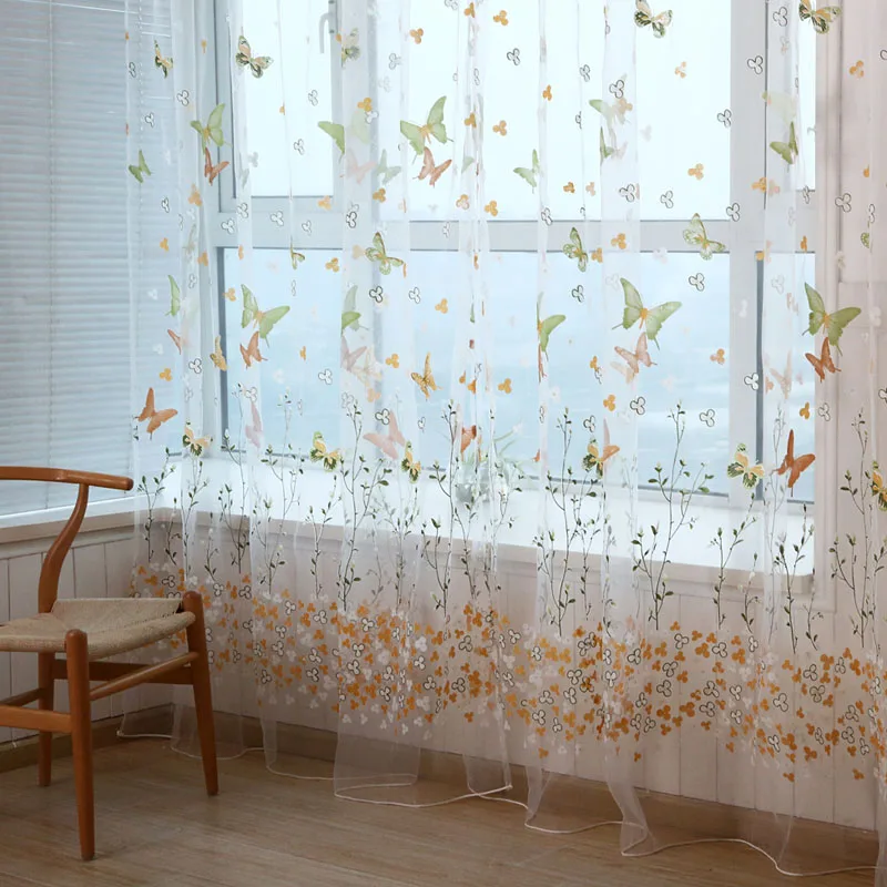 

Butterfly Pattern Window Voile Curtains For Women Girls Room Window Decor 100 *200 CM Valances Tulle Drapes Curtains VBJ74 P20
