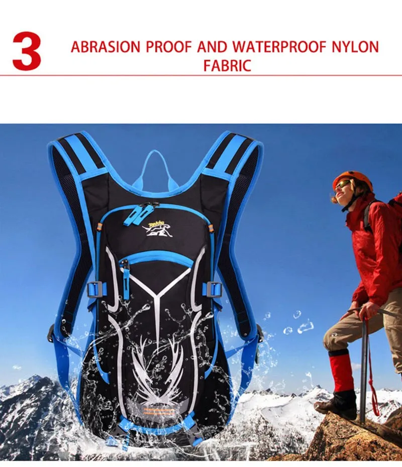 18L Waterproof Breathable Bicycle Backpack Outdoor Sports Riding Travel Mountaineering Hydration Water Bag with Rain Cover (7)