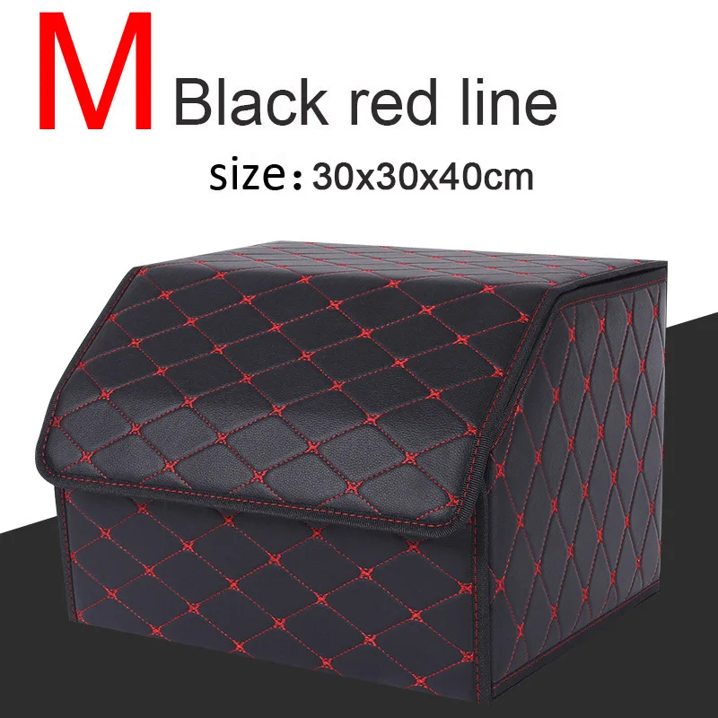Car Trunk Organizer Eco-Friendly Super Strong& Durable Collapsible Cargo Storage Bags For Auto Trucks SUV Trunk Box - Название цвета: M Black red ling
