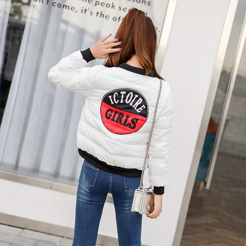 Park Women's Spring Coat Female Winter Short Down Jackets Soft Baseball Uniform Thin Print Parka Women Long Sleeve Short Coats