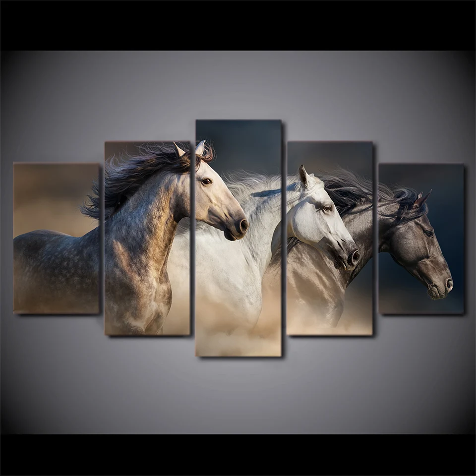 Buy 5 Pcs Running Horse Large Wall Art Canvas Poster