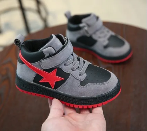 spring and autumn fashion black five-pointed star casual sneakers for boys red kids shoes for girl sneakers kids